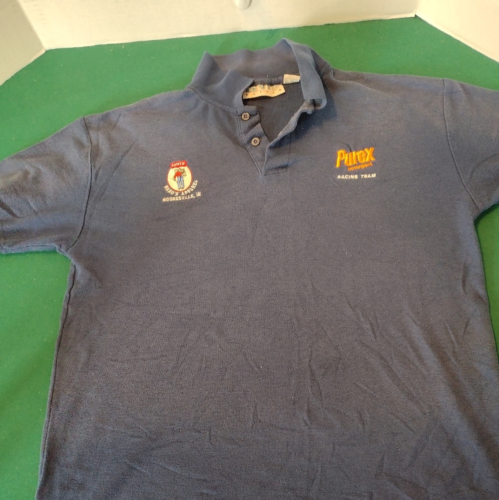 VTG Levi's Shirt Purex Racing Nascar L Polo Shirt Wards apparel stitch. No holes